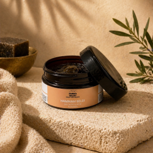 Savon Beldi Noir au Romarin Ourika Valley en pot pour rituel hammam