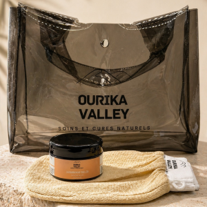 Pack Hammam Beldi Ourika Valley avec savon noir, gant Kessa et sac imperméable