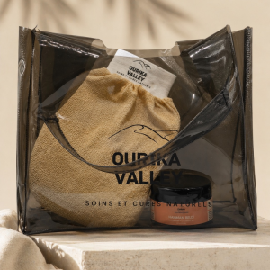 Pack Hammam Beldi Ourika Valley avec savon noir, gant Kessa et sac imperméable